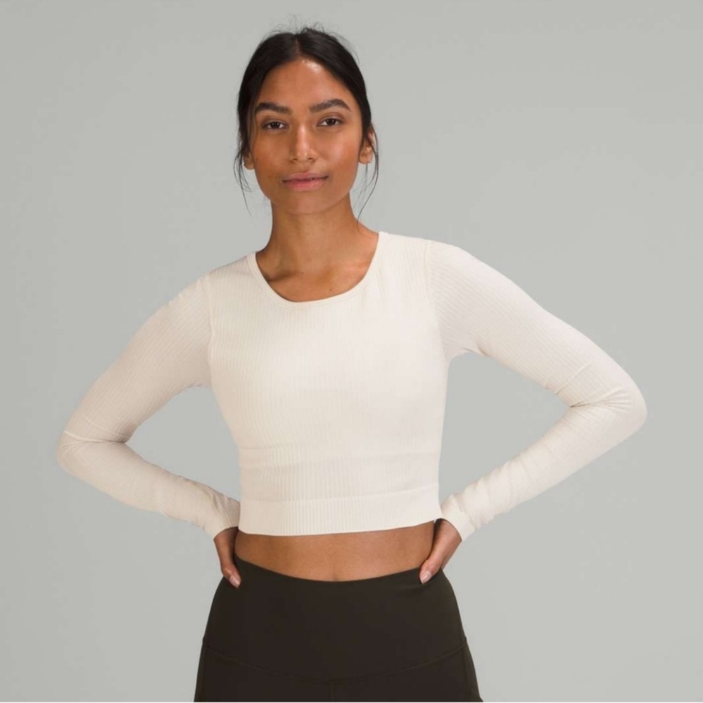 Lululemon Ebb to Street Long Sleeve crop White Opal